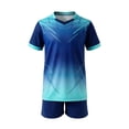 thumbnail image 2 of Avtoify Summer Girls Short Sleeve Round-Neck Shirts Dry Breathable Short Sleeve Top Matching Shorts 2 Piece Unisex Soccer Outfit for Kids Aged 5-14 Daily Attire, 2 of 9