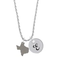 thumbnail image 1 of Delight Jewelry Stainless Steel Texas - Silvertone Script Initial Disc - E - Charm Necklace, 20"+3", 1 of 4