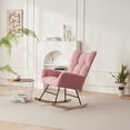 thumbnail image 3 of SYNGAR Modern Rocking Chair, Nursery Chair Teddy Fabric Upholstered Glider Rocker Comfy Accent Chair with High Backrest and Wood Curved Base for Living Room, Bedroom, Office, Pink, 3 of 11