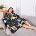 thumbnail image 5 of Oversized Wearable Blanket Hoodie,Multicolor Controllers Games Icons Black Pattern Sherpa Blanket Hoodie with Super Pockets,Super Warm Fuzzy Pullover for Women & Men, 5 of 6