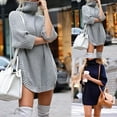thumbnail image 5 of CEHVOM Mode Femmes Uni Col Roulé Hiver Automne Chaud Chandail Tricoté Long Haut Robe, 5 of 5