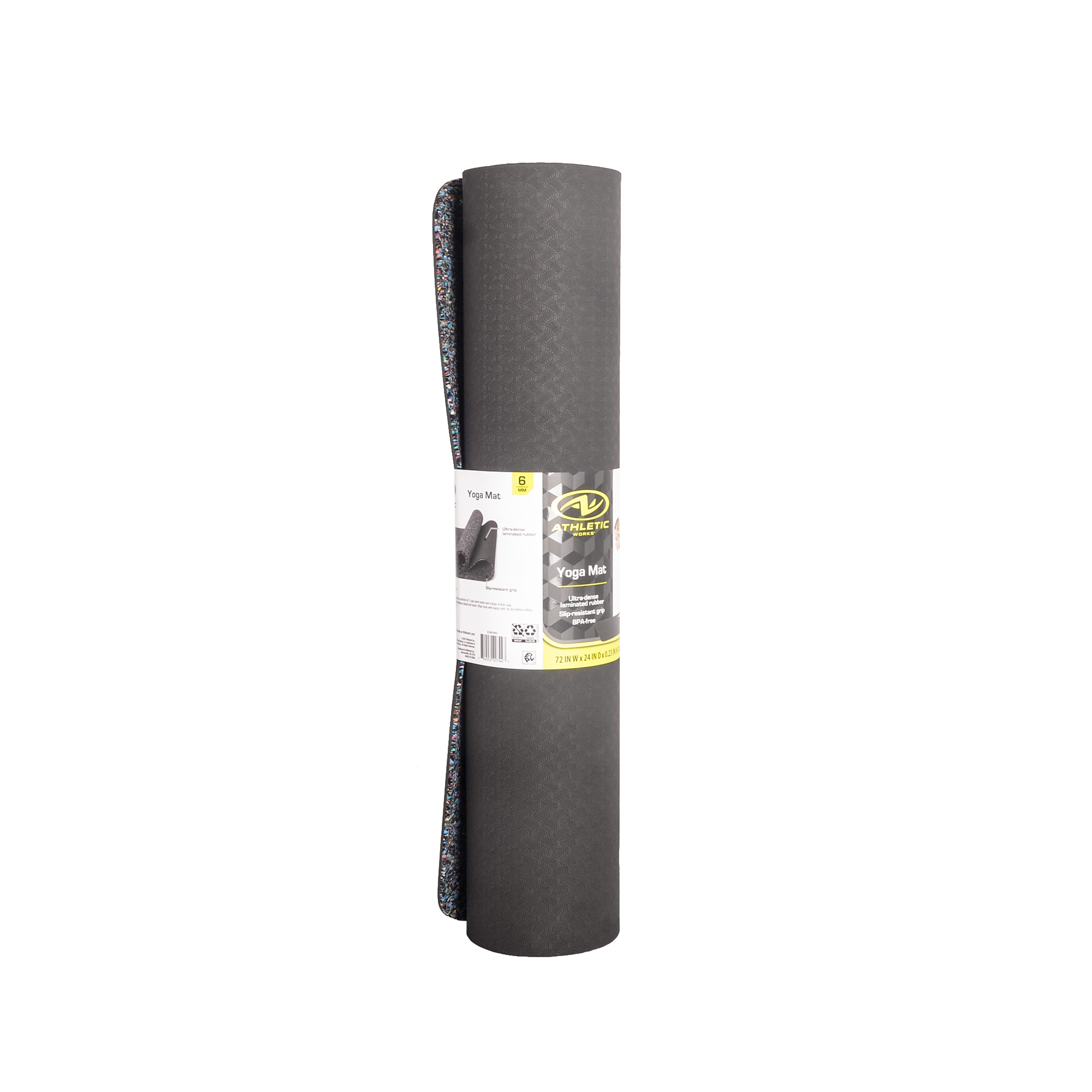 Athletic Works Yoga Mat, TPE with EPDM, 72inx24inx6mm