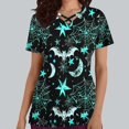thumbnail image 4 of Tops Cortos para las Mujeres, Halloween Impreso en Cuello en V con Bolsillo, Moda Casual Manga Corta, 4 of 5
