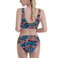 thumbnail image 3 of Vsdgher Womens High Waisted Bikini Sets Two Piece Swimsuit Tropical Leaves Print Tummy Control Bathing Suit-Medium, 3 of 8