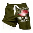 thumbnail image 4 of Swim Shorts Boys Boys Patriotic Print Swim Shorts Kids Youth Comfortable Beach Pool Swimwear Army Green 3-4 Years, 4 of 5