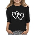 thumbnail image 2 of JAKANYQ Toddler Child Leisure Print O Neck Loose 3/4 Sleeves Quarter Sleeve T-Shirt Tops Black 6-7 Years, 2 of 3