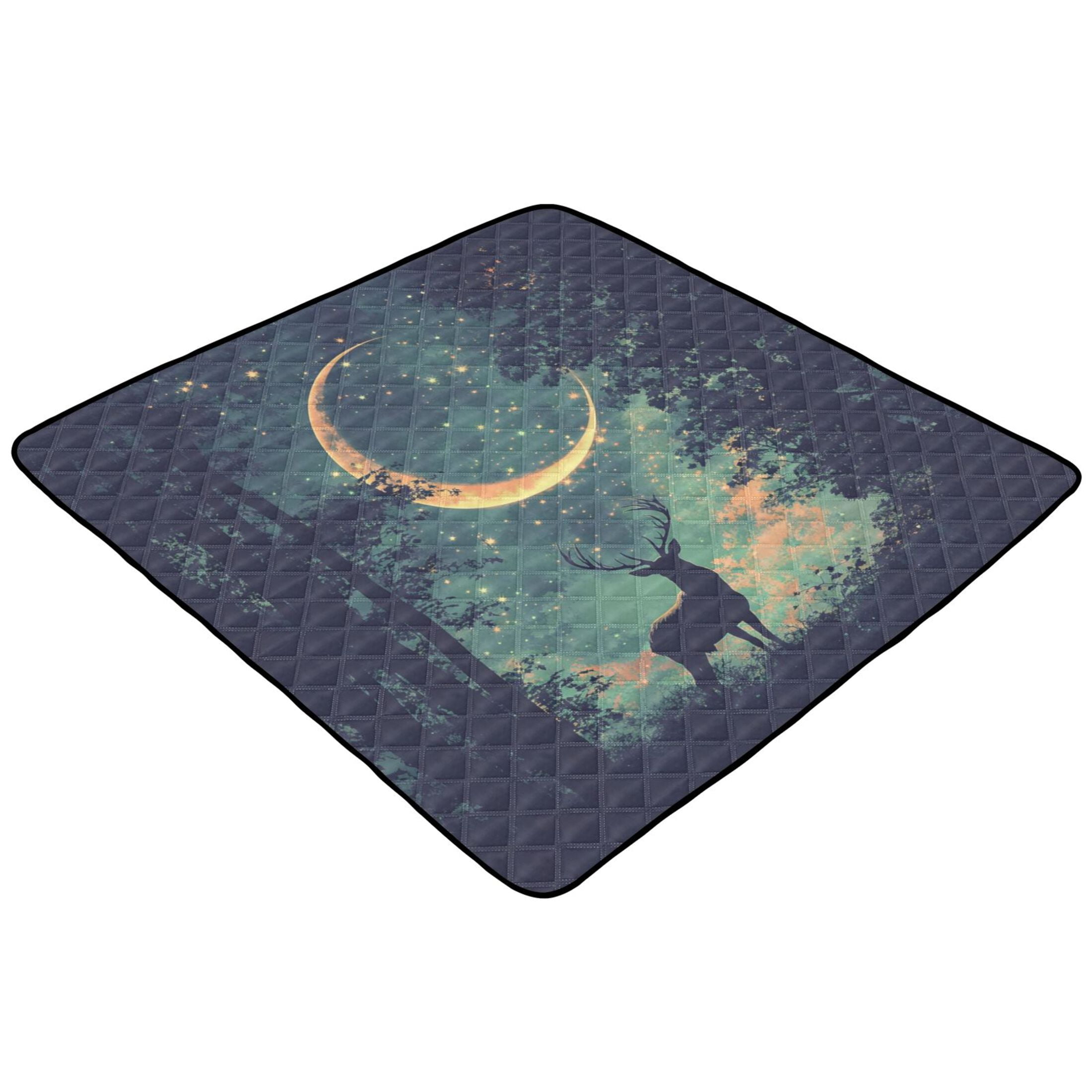 WOBOGO Deer in The Mystic Forest Pattern Baby Playmats Extra Large Waterproof Rollable Activity Pads for Toddlers 50×50inch