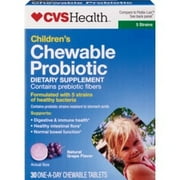 2 PACK of CVS Health Kids' Chewable Probiotic Tablets, Grape 30 Ct exp 8/21