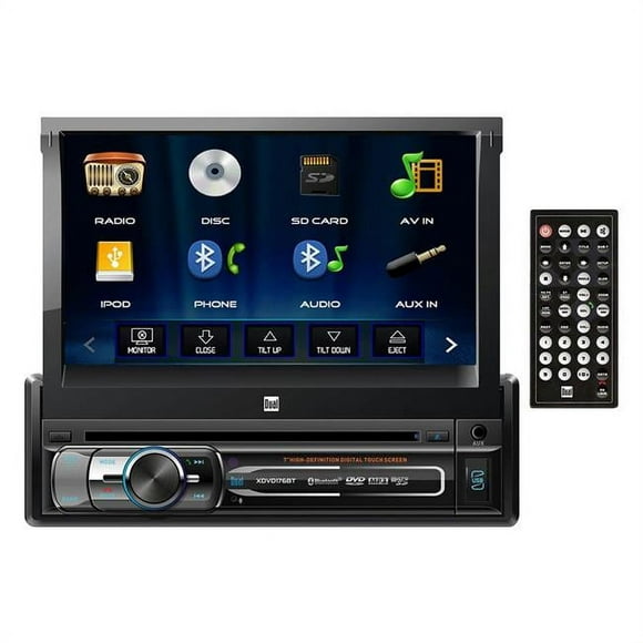 Dual XDVD176BT 7 in. Single-DIN in-Dash DVD with Motorized Touchscreen Bluetooth