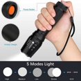 thumbnail image 2 of Linterna LED Antorcha táctica militar Antorchas Linterna de enfoque ajustable de lúmenes potentes súper brillantes (negro), 2 of 5