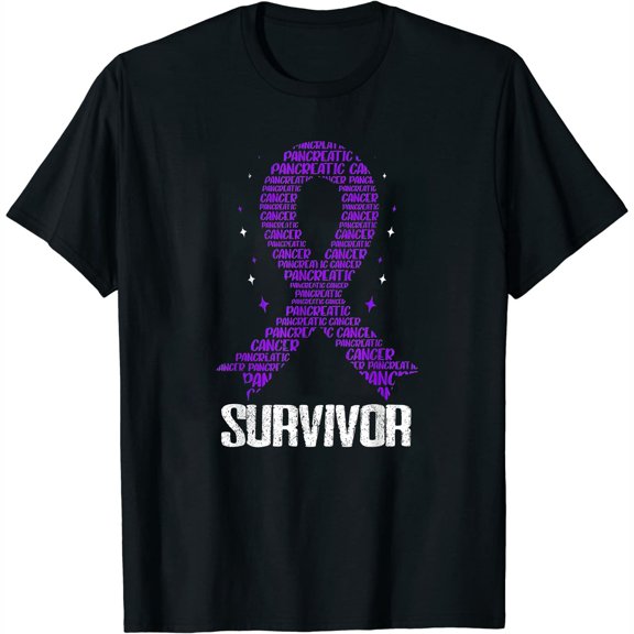 Womens Pancreatic Cancer Awareness Fight Cancer Chemotherapy T-Shirt Black 2X-Large