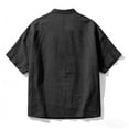thumbnail image 4 of Lenpel Men's Cotton Linen Shirts Short Sleeve Half Button Casual Henley Shirts Beach Vacation T-Shirts Summer Tee Tops, 4 of 5