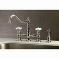 thumbnail image 4 of Kingston Brass KS3276PXBS Restoration Bridge Kitchen Faucet with Brass Side Sprayer, Polished Nickel, 4 of 8