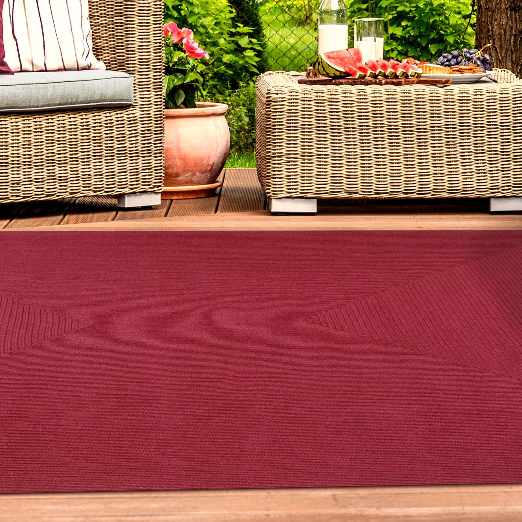 Red sale outdoor rug