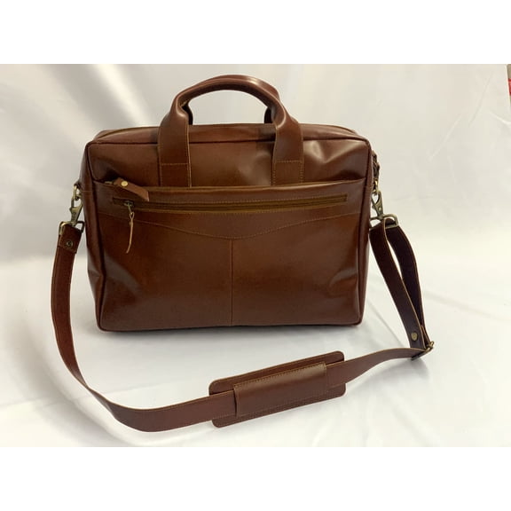 Men's Leather 15.6 Inches Laptop Briefcase Business Satchel Computer Handbag Shoulder Bag for Men (BROWN COLOR)