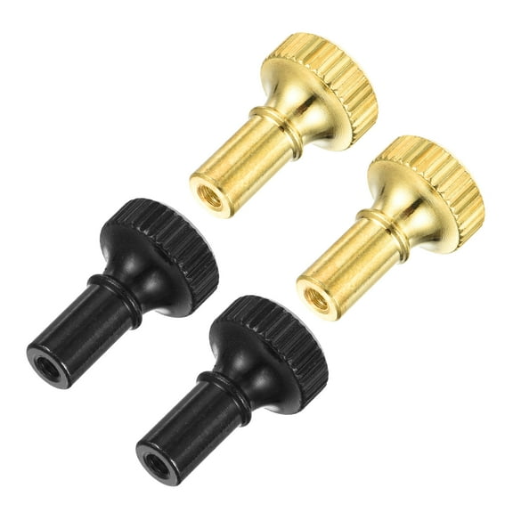 4Pcs Lamp Turn Knob On/Off Brass Light Switch Knob Lamp Knob Lamp Switch Extension 19mm Length for Lamp Socket, Gold, Black