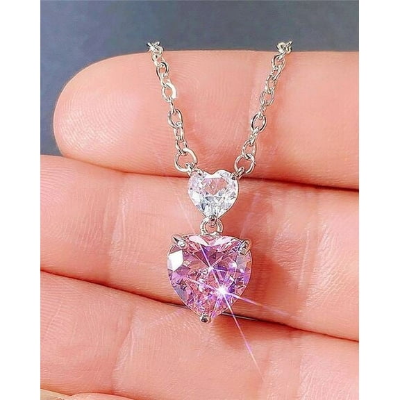 Ahansh Jewels Heart Cut Pink Sapphire Pendent Necklace for Women's 925 Sterling Silver