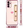 thumbnail image 4 of Compatible with Samsung Galaxy A13 5G Case Love Heart Plating Wristband Luxury Elegant Case Camera Protector Soft TPU Kickstand Protective Corner Back Cover Galaxy A13 5G Case -Pink, 4 of 11