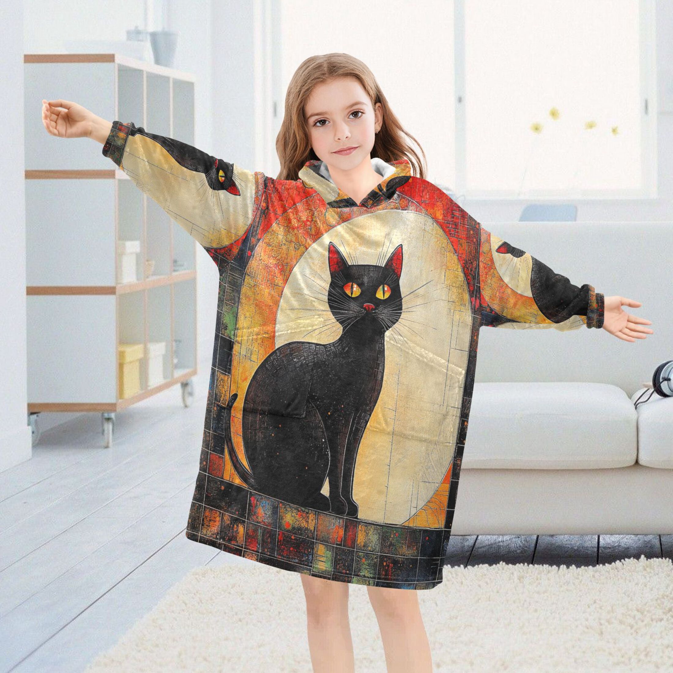 YAZAOO Kids Wearable Blanket Hoodie Warm and Cozy Ethereal Midnight Guardian Flannel Sweatshirt