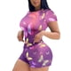 thumbnail image 1 of Conjunto de pantalones cortos de manga corta con estampado de cuello redondo para mujer, traje deportivo informal de verano de 2 piezas Wmkox8yi  bvn1109, 1 of 5