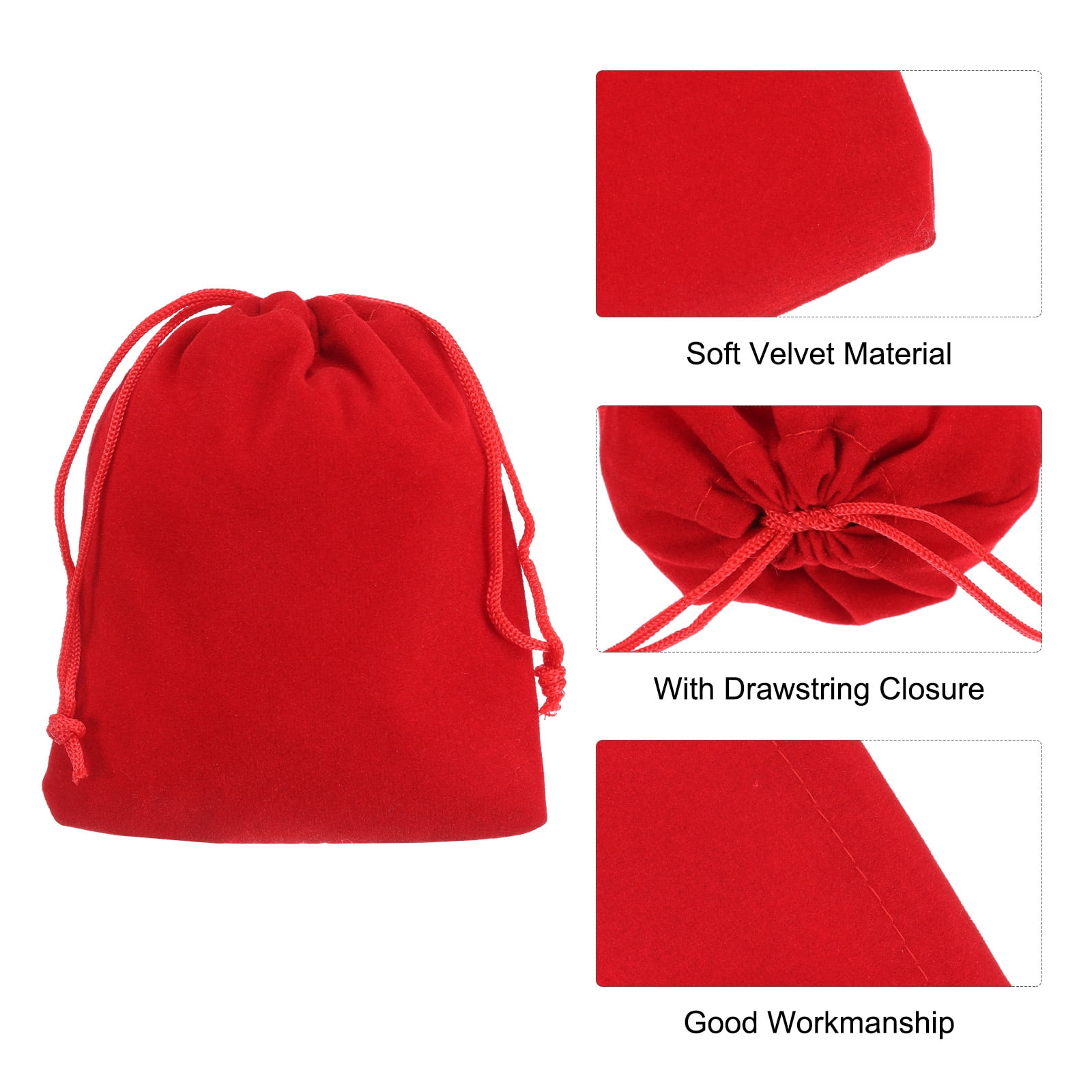 Unique Bargains Velvet Gift Bags Jewelry Drawstring Pouches for Wedding Favor 4"x4.7" Red