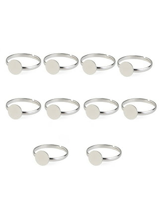12 Gold and Silver Plated Adjustable Ring Blanks with 10mm Pad
