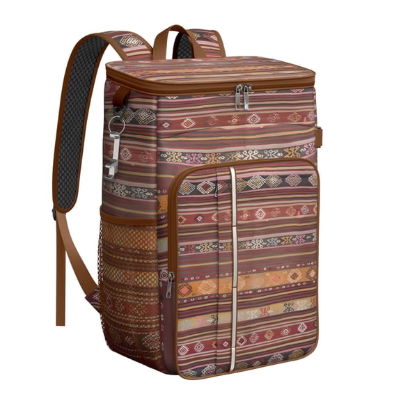 Tribal Rustic Cooler Backpack - 20L Insulated Leakproof Bag, Artistic Design for Beach