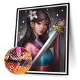 thumbnail image 1 of Cuadros Decorativos 5D bricolaje taladro redondo completo diamante pintura Hua Mulan hogar decoración arte artesanía, 1 of 1