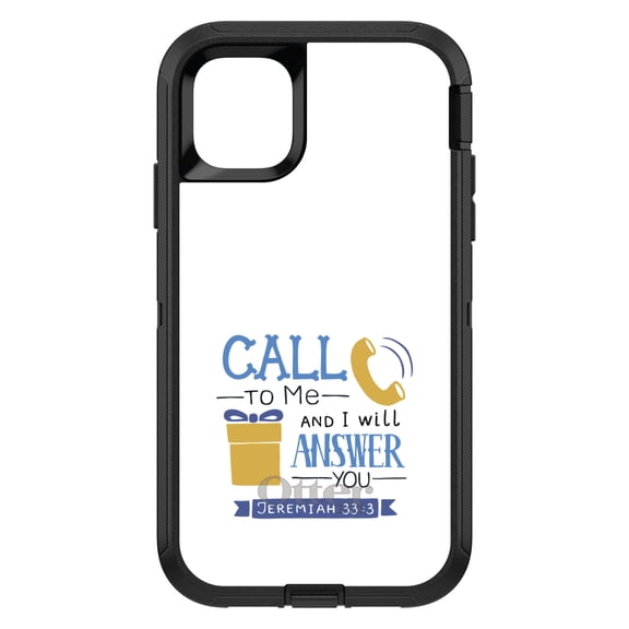 DistinctInk OtterBox Defender Custom Case for Apple iPhone 15 (6.1" Screen) - Call to Me and I Will Answer - Slim Profile Design