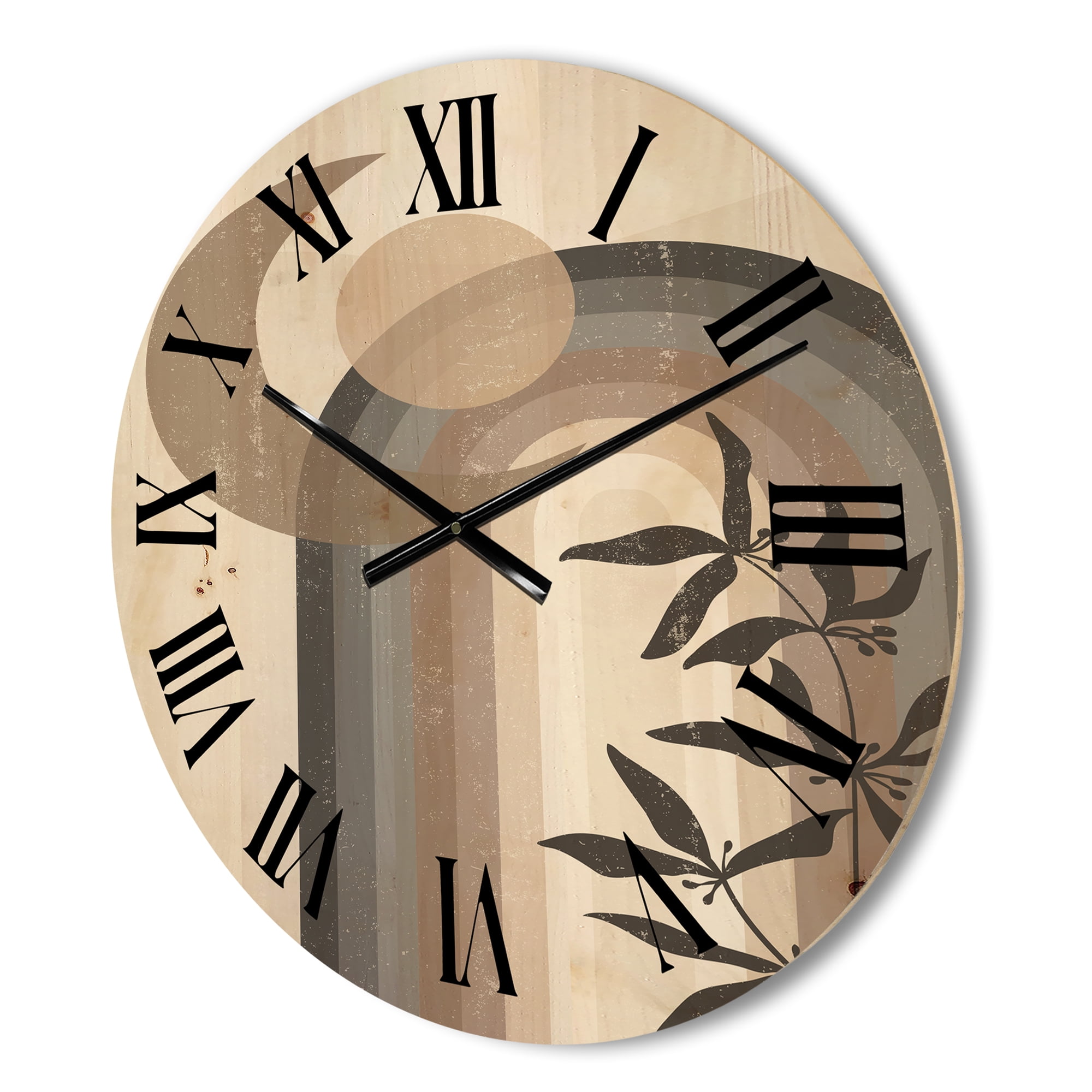 Designart 'Abstract Moon and Sun In Gray and Blue' Modern Wood Wall Clock