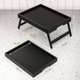 thumbnail image 2 of Danfoxer 2 pack Bamboo Bed Tray Table with Folding Legs,Breakfast Trays,Serving Tray,Laptop Trays for Working,Food Snack Table for Bed and Sofa(Black), 2 of 6