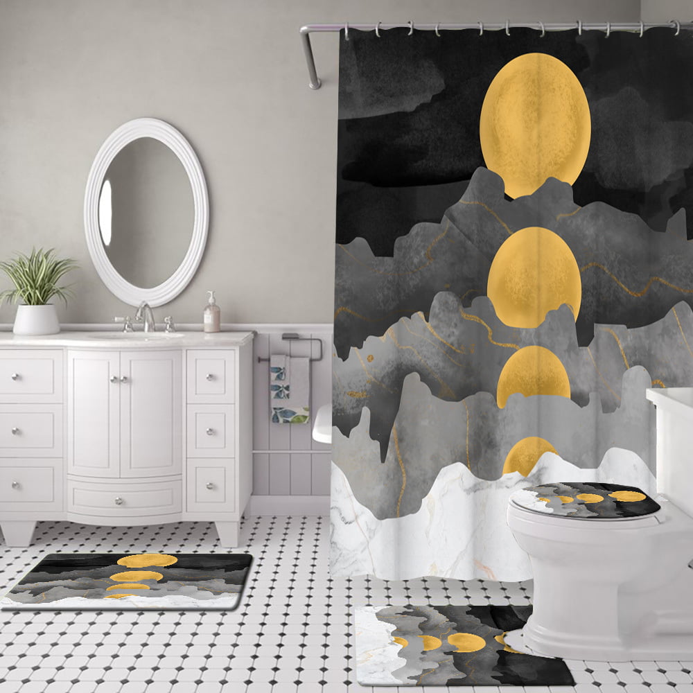 Details about   4pcs/set Sky Printing Waterproof Bathroom Shower Curtain Toilet Co 