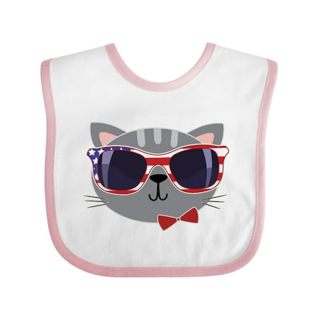 

Inktastic 4th of July Girl Outfit Patriotic Cat Gift Baby Boy or Baby Girl Bib