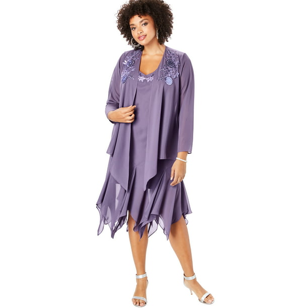 Roaman's - Roaman's Women's Plus Size Sequin Jacket Dress Set - Walmart ...