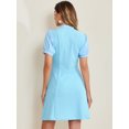 thumbnail image 3 of DARING DIVA Women's Bow Tie Keyhole Neck Puff Sleeve Elegant Dress L Light Blue, 3 of 6