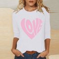 thumbnail image 2 of lcziwo Hauts à Manches 3/4 pour Femmes, Imprimé de la Saint-Valentin, Col Rond, Chandail-Over, Mode, Couple, Vacances, Cœur, Graphique, Blanc, m, 2 of 5