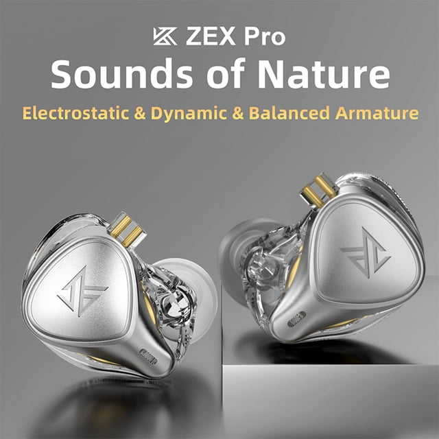 KZ ZEX PRO HIFI Audífonos Audífonos deportivos con cancelación de ruido (Plata sin micrófono)