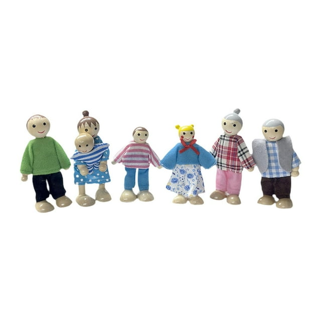 Muñecas en miniatura de casa de muñecas ,Wooden Dollhouse Dolls Finter Play ,Figuras de personas en miniatura Mini Dolls House Toy ,Juego de juego de muñecas de la familia de los