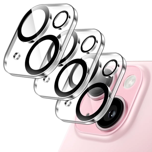 Protector de lente de cámara JeTech para iPhone 15 de 6,1/6,7 pulgadas, paquete de 3