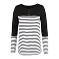 thumbnail image 3 of Women's Round Neck Top Women's T Shirt Cuff Side Openings Stitching Polyester with Buttons for Daily Life ANGGREK Otros, 3 of 6