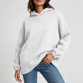 thumbnail image 5 of Hoodies for Women Zaewscy Women's /Winter Casual Solid-Color Long-Sleeve Hooded Sweatshirt With Pockets White XXL, 5 of 9