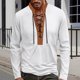 thumbnail image 1 of Blusa y camisa de manga larga con cuello alto para hombre, estilo casual, a la moda, de color sólido, transpirable, de manga larga, con cuello alto y cordón, blusa de poliéster para hombre, 1 of 6