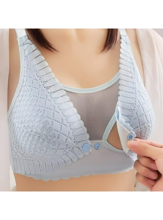 Women's Lace Nursing Bra Wirefree Padded Maternity Bralette V Neck for  Breastfeeding Front Button Open Pregnant Bra,Pink 80B