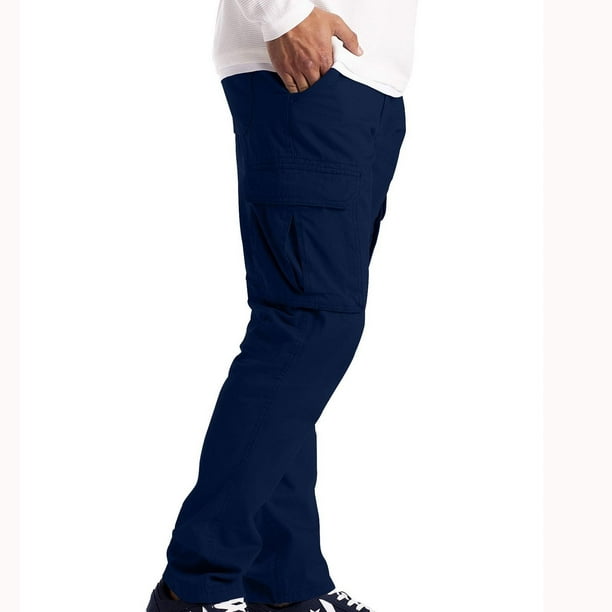 Winter Savings Clearance! PEZHADA Mens Pants,Men's Cargo Trousers Work Wear  Combat Safety Cargo 6 Pocket Full Pants Navy XXXL 