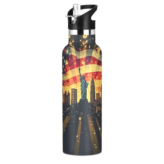 600ml Stainless Steel Water Bottle with Straw/Handle Bike Water Bottle, Liberty Printed
