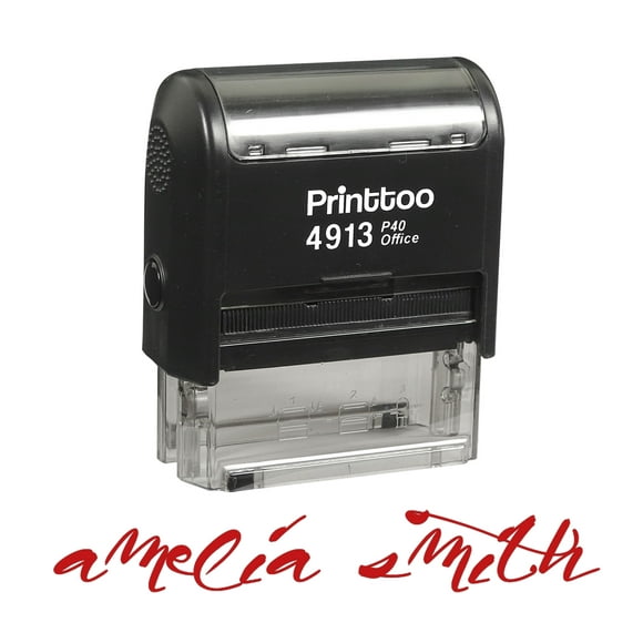 Printtoo Personalized Red Self Inking Custom Stamp Custom Signature Rubber Stamper -58 x 22 mm