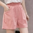 thumbnail image 3 of Puntoco Women Plus Size Clearance High Waist Linen Loose Casual Thin Wide Leg Linen Shorts, 3 of 7