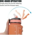 thumbnail image 4 of BAKER DEPOT Flip Top Water Bottle, 32oz, Time & Volume Marker, BPA Free, Leakproof, Tritan, Portable, Orange/Blue, 4 of 6