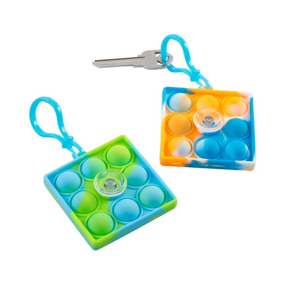 Fun Express Lotsa Pops Popping Toy Spin Backpack Clip Keychains - 12 Pieces