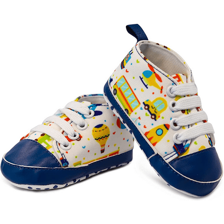 

Wish Unisex Infant Sneakers Soft No Tie Anti-Slip Sole High-Top Sneaker First Walkers Canvas Stylish Newborn Shoes for Girls and Boys--Playtime（12cm） S416